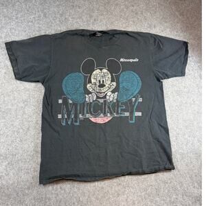 Vintage 90s Mickey Mouse Minneapolis Graphic Shirt Men XL Black Retro Streetwear